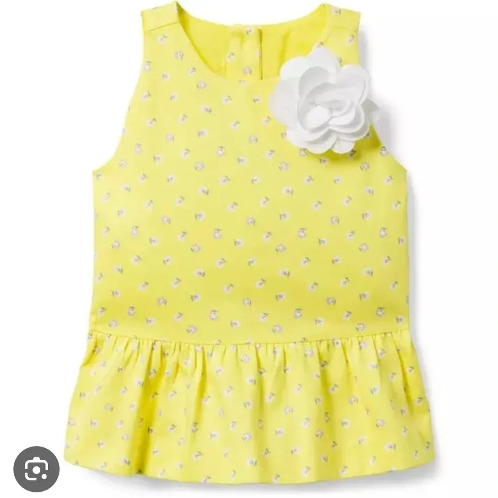 Janie and Jack Yellow Floral Tank Top with White Accent